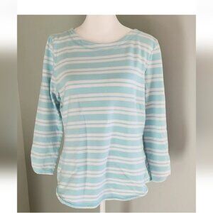 Talbots Light Blue and White Striped Long Sleeve Top